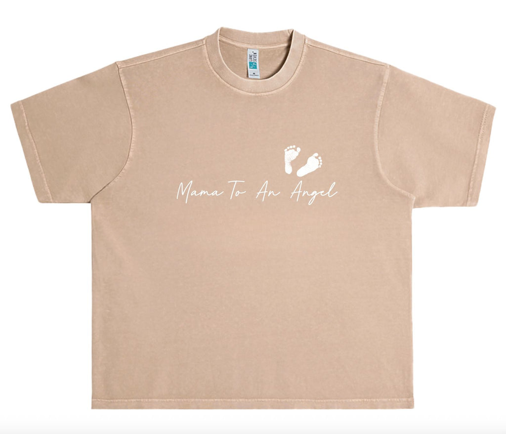 Mama To An Angel Oversized Short Sleeve - Tan