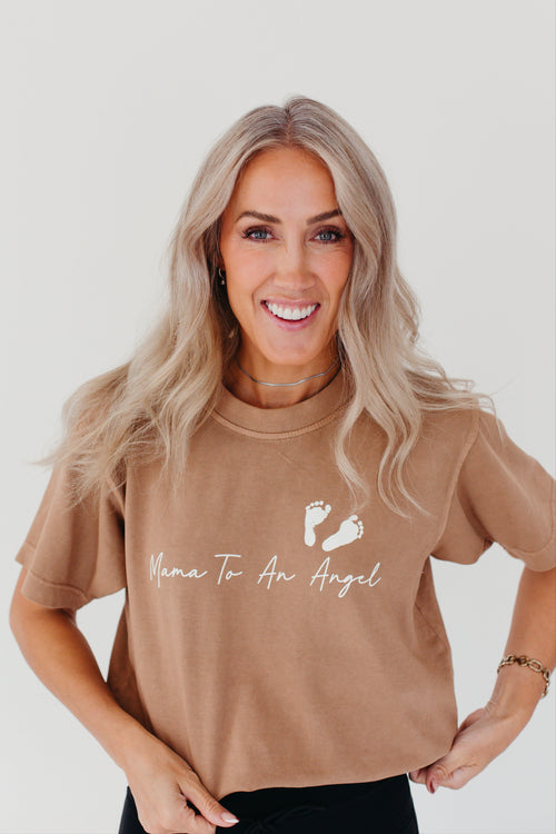 Mama To An Angel Oversized Short Sleeve - Tan