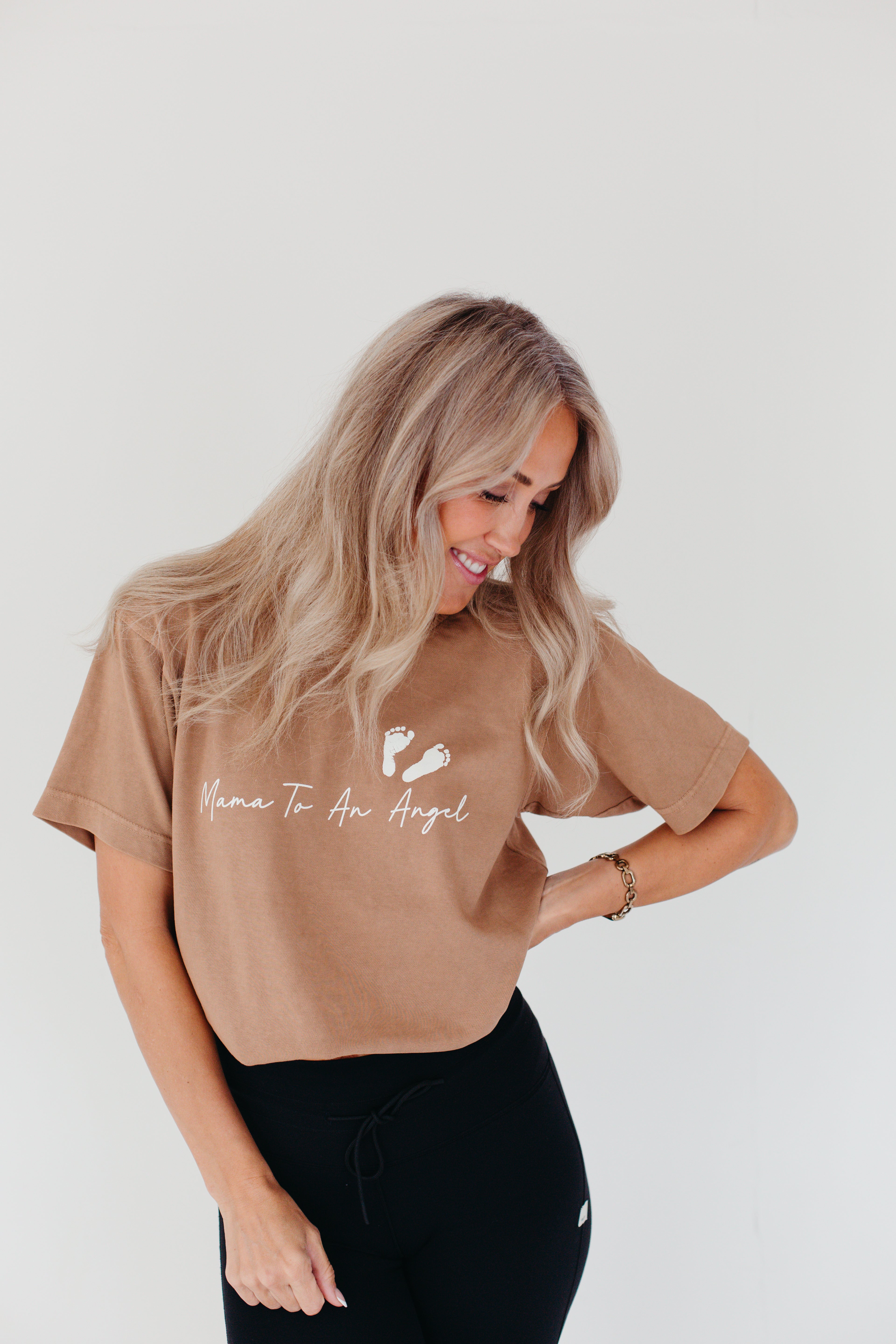 Mama To An Angel Oversized Short Sleeve - Tan