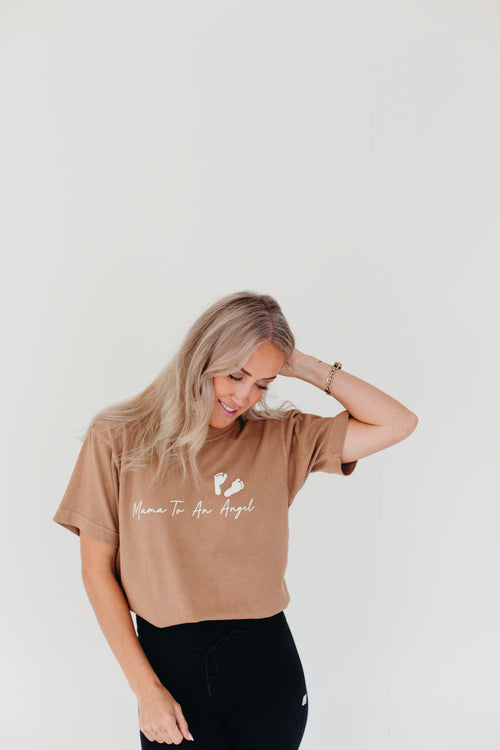 Mama To An Angel Oversized Short Sleeve - Tan