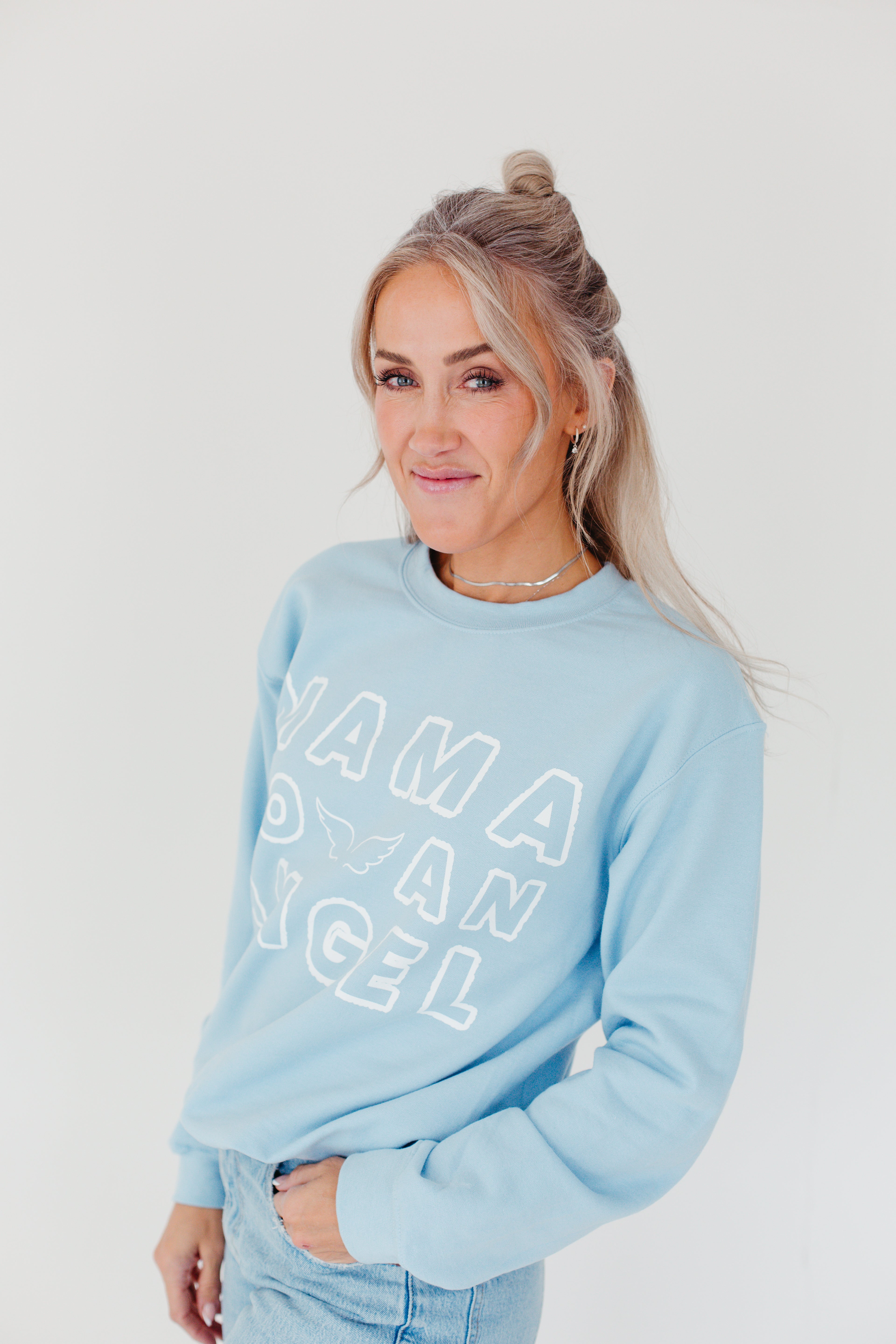 Mama To An Angel Sweatshirt - Light Blue