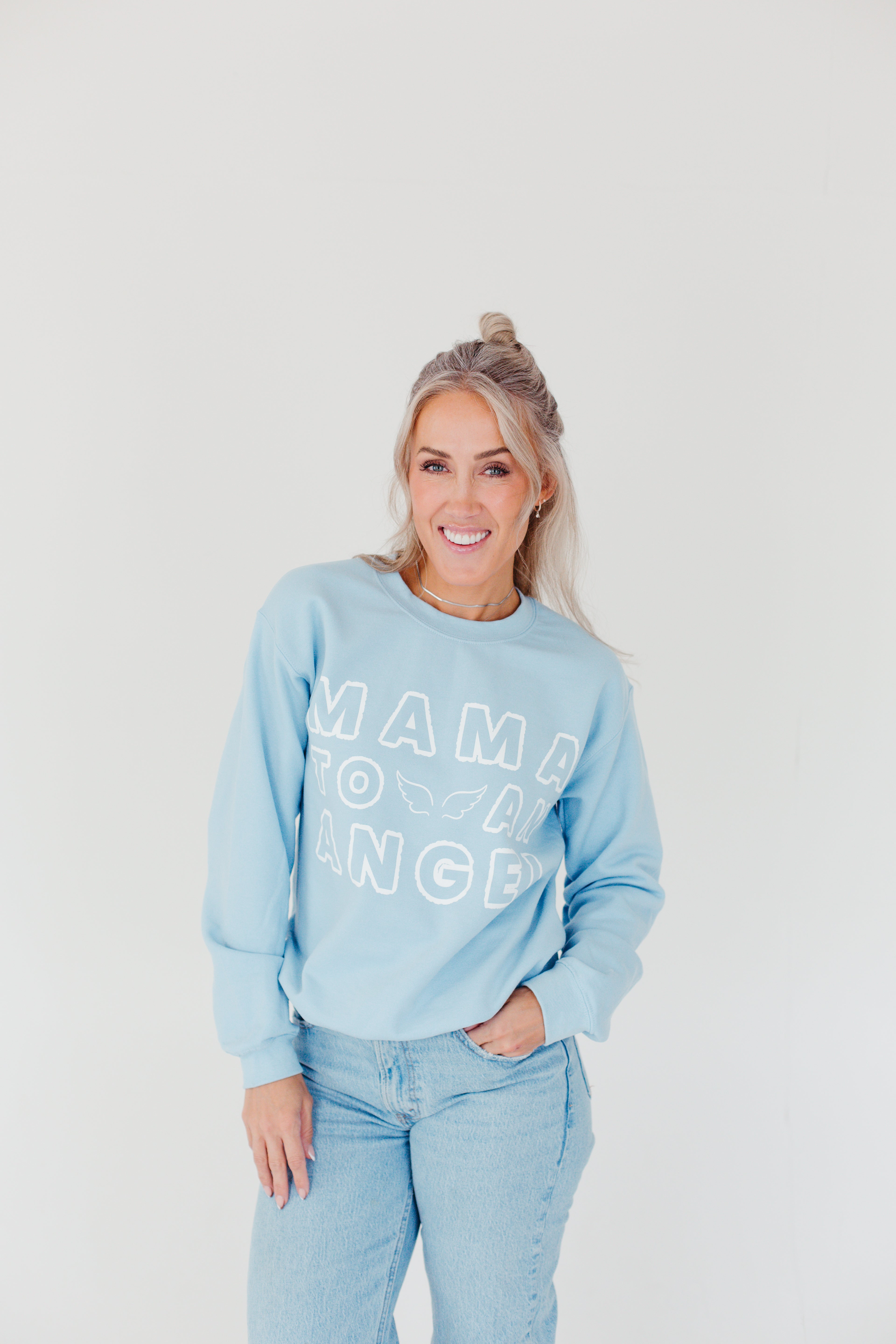 Mama To An Angel Sweatshirt - Light Blue