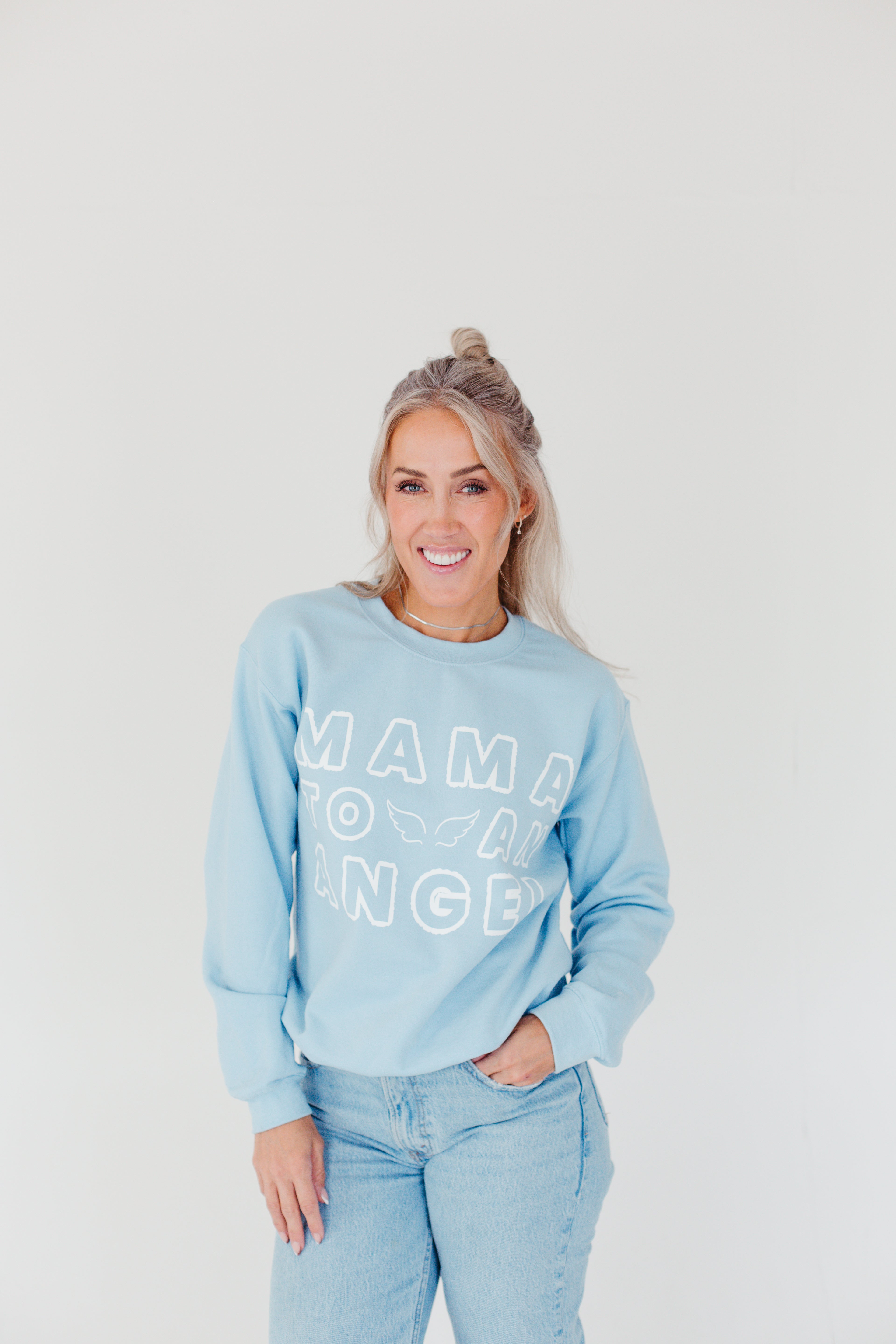 Mama To An Angel Sweatshirt - Light Blue
