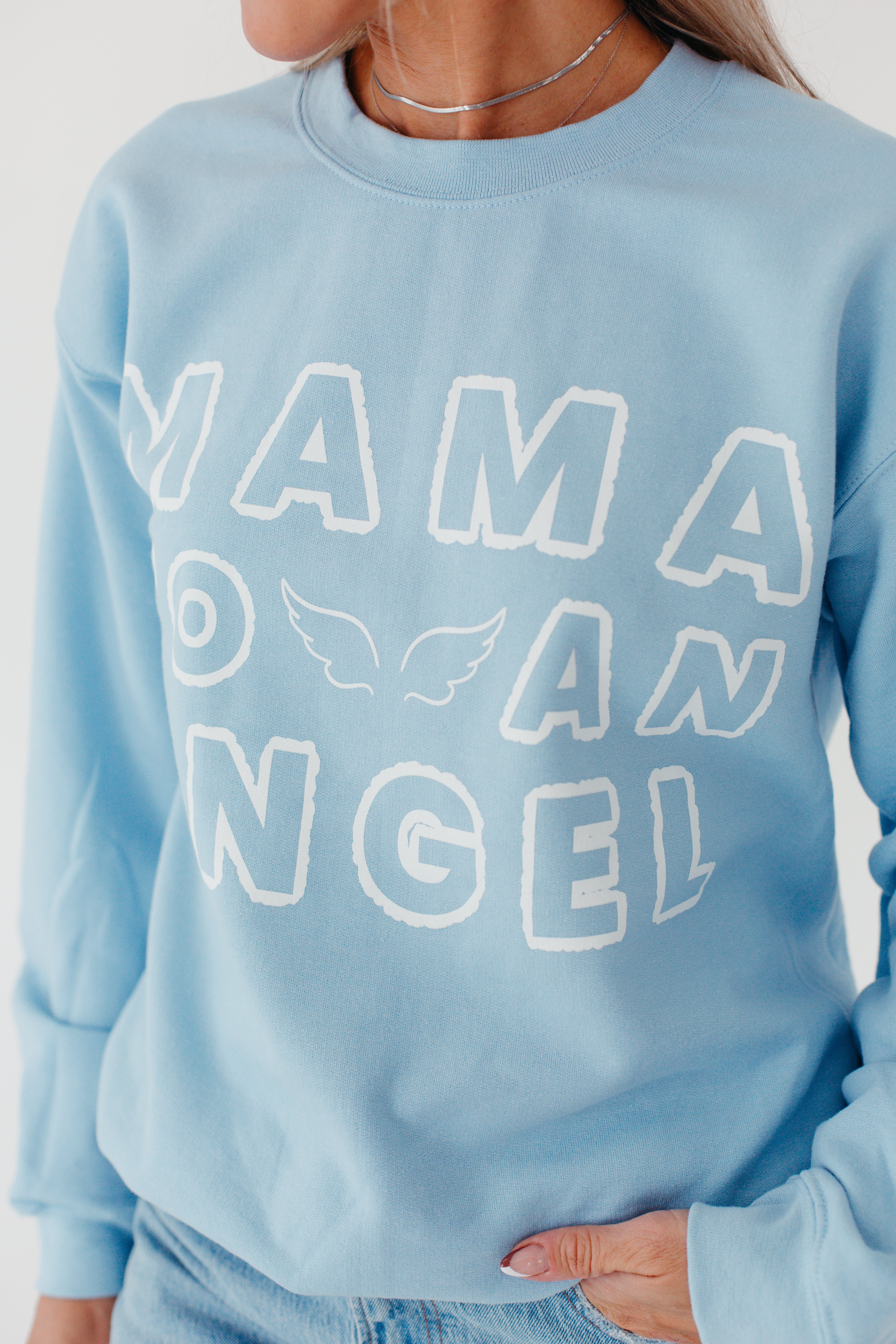 Mama To An Angel Sweatshirt - Light Blue